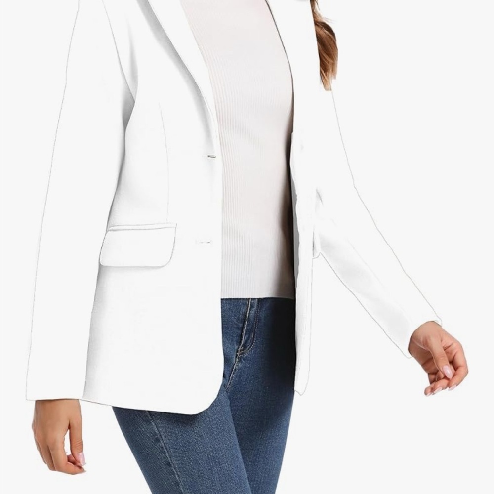 TONCHENGSD Women's Long Sleeve Two Button Wool Blend Blazer - Picture 4 of 4